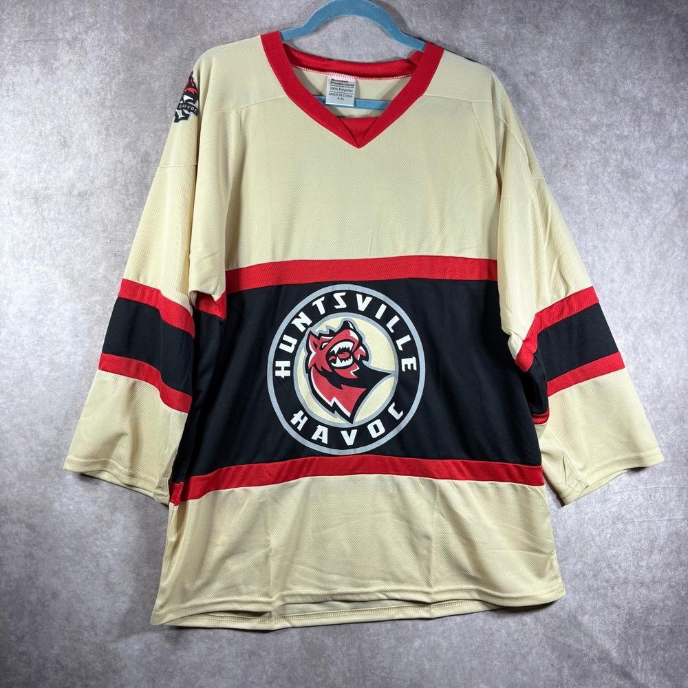 Huntsville Havoc Promo Jersey Men XL Cream Success Promotions Hockey V-Neck Mesh